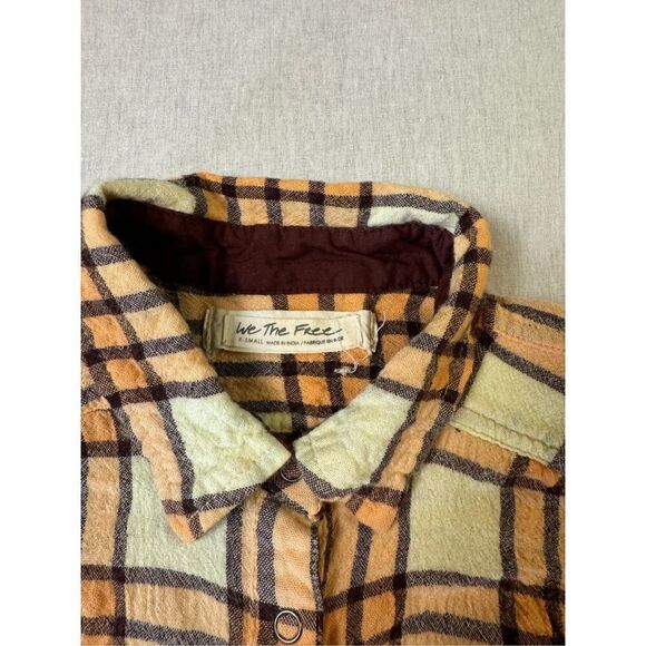 Free People Plaid Long Sleeve Button Down Shirt Sz XS Oversized - Picture 3 of 7